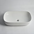 Load image into Gallery viewer, CLAYA Oval-60 above counter basin in gloss white ceramic. Large 610mm oval basin with non-overflow waste for modern bathroom vanities.-Basin Sink-Ezymall AU