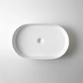 Load image into Gallery viewer, CLAYA Pill-58 fluted above counter basin in gloss or matte white ceramic. 580mm oval basin with non-overflow waste for modern bathrooms.-Basin Sink-Ezymall AU