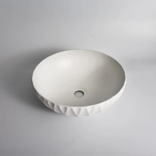 CLAYA polar 40 ruby ceramic above counter basin texture white
