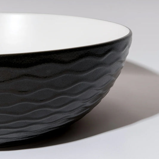 CLAYA polar wavy 40 round ceramic above counter basin textured matte black – view 2