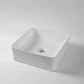 Load image into Gallery viewer, CLAYA SQ-365 above counter basin in gloss white ceramic. 365mm square basin with non-overflow waste for modern bathroom vanities.-Basin Sink-Ezymall AU