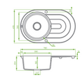 Load image into Gallery viewer, Laveo Dafne SBD 481T granite composite sink dimensions 780 × 470 × 204mm