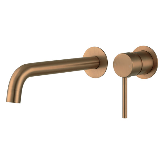 Solid brass wall spout mixer. Industrial style brushed copper tapware for bathroom and kitchen installations.-Spout Mixer-Ezymall AU