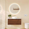 Load image into Gallery viewer, Upgrade your bathroom with the Paris 890mm Wall Hung Vanity. Walnut Woodmatt finish, premium handle options and customisable top selections.-Vanity-Brushed Brass Gold-Cabinet Only-Ezymall AU