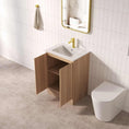 Load image into Gallery viewer, Upgrade your bathroom with the RITA 586mm Freestanding Vanity. Elegant Oak finish, two-door storage and premium top options available.-Vanity-Cabinet Only-Legs-Ezymall AU