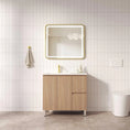 Load image into Gallery viewer, Upgrade your bathroom with the RITA 880mm Freestanding Vanity. Elegant Oak finish, 2 doors, 2 drawers and premium top options available.-Vanity-Right Hand Drawers-Cabinet Only-Legs-Ezymall AU