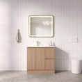 Load image into Gallery viewer, Upgrade your bathroom with the RITA 880mm Freestanding Vanity. Elegant Oak finish, 2 doors, 2 drawers and premium top options available.-Vanity-Right Hand Drawers-Cabinet Only-Kickboard-Ezymall AU