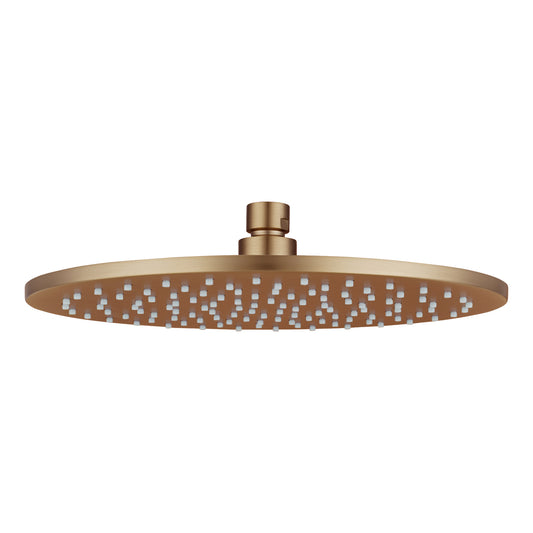 Solid brass 250mm shower head round brushed copper