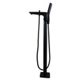 Load image into Gallery viewer, Black freestanding bath tap with handheld shower, solid brass construction, ceramic cartridge and 3 Star WELS rating for modern bathrooms.-Freestanding Shower Station-Ezymall AU