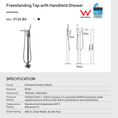 Load image into Gallery viewer, Chrome freestanding bath tap with handheld shower, solid brass construction, ceramic cartridge and 3 Star WELS rating for modern bathrooms.-Freestanding Shower Station-Ezymall AU
