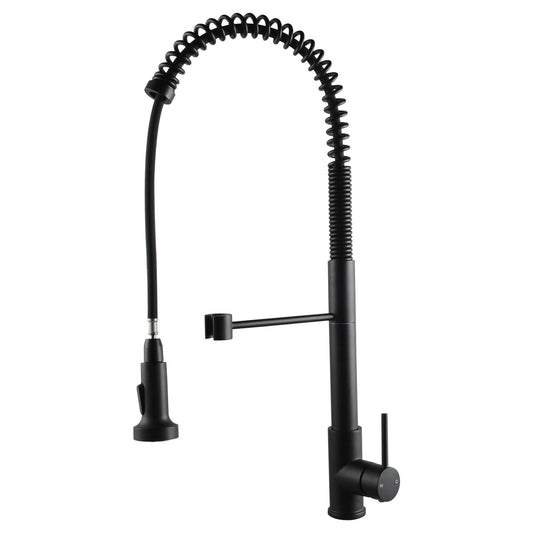 Black commercial-Style Pull-Out 2 Water Flow Kitchen Mixer with pull-out spray head extended