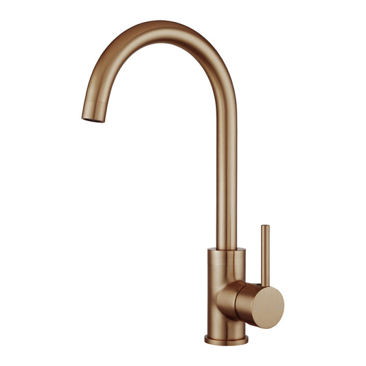 Brushed copper standard Kitchen Mixer front view on a white background