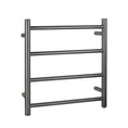 Load image into Gallery viewer, Keep your towels warm with our Brushed Gunmetal Grey Stainless Steel Heated Towel Rack. Features 4 round bars for efficient heating and stylish design.-Heated Towel Rail-Ezymall AU
