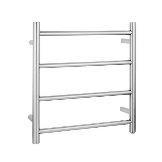 Brushed Nickel Silver stainless steel 4-bar round heated towel rail