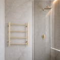 Load image into Gallery viewer, Stainless Steel Heated Towel Rail 4 Bars Round - Light Brushed Brass Gold – alternate view 2
