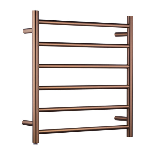 Brushed Copper stainless steel 6-bar round heated towel rail