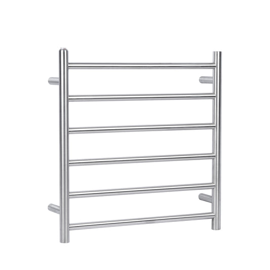 Chrome Silver stainless steel 6-bar round heated towel rail