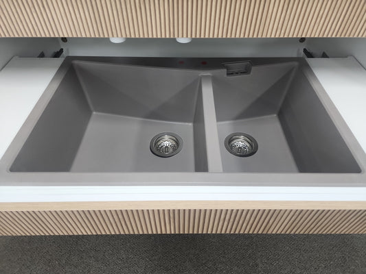 Carysil Granite Double Bowl Kitchen Sink 800x500mm - Concrete Grey