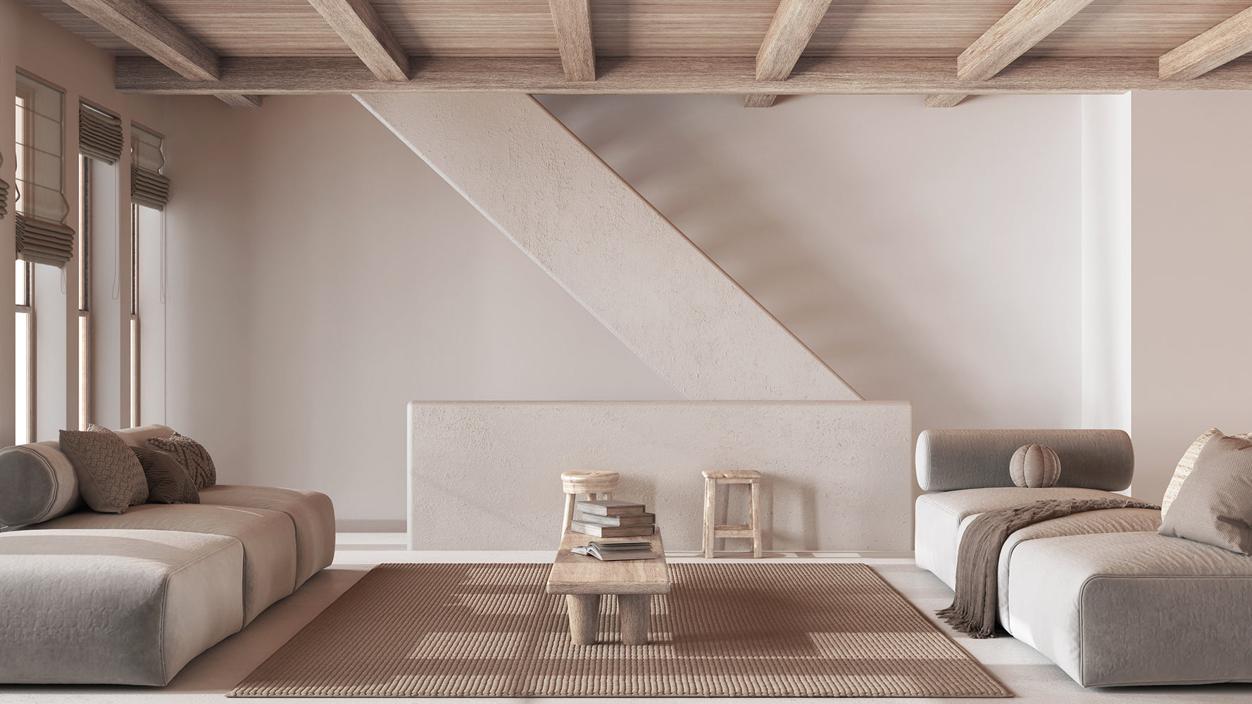 Timeless home interior with simple forms and enduring finishes