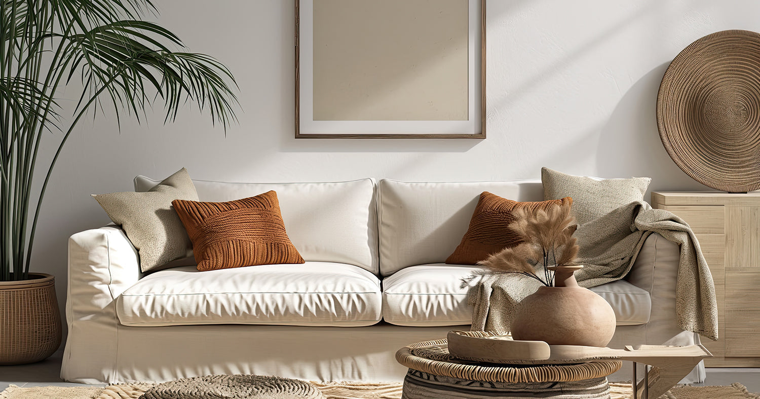 Comfortable modern interior balancing soft furnishings and clean styling