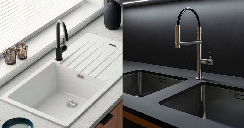 Undermount and topmount kitchen sink installation styles