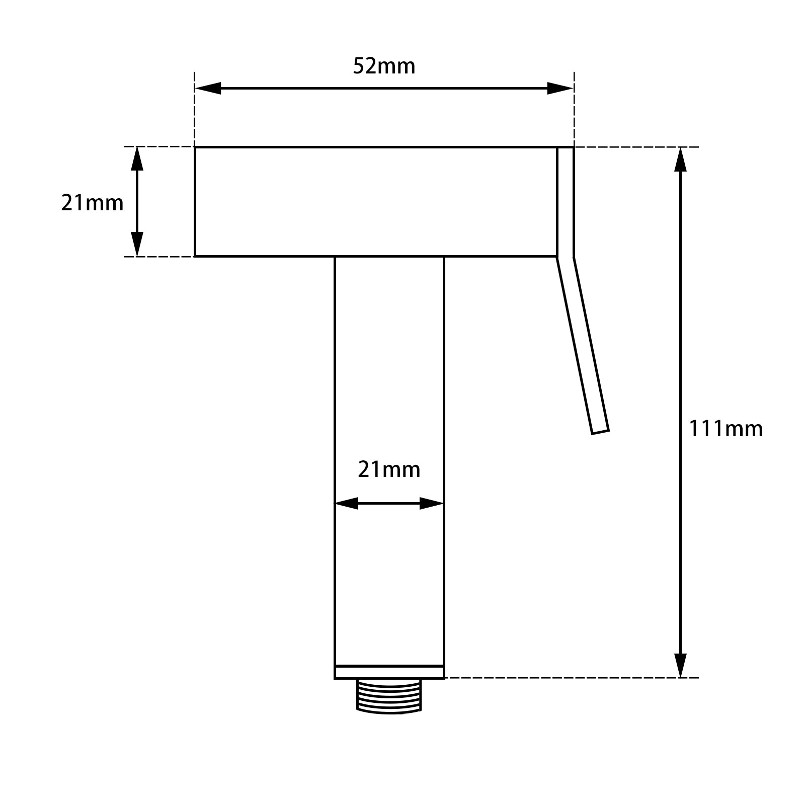 Brass Square Toilet Bidet Spray - Chrome Silver