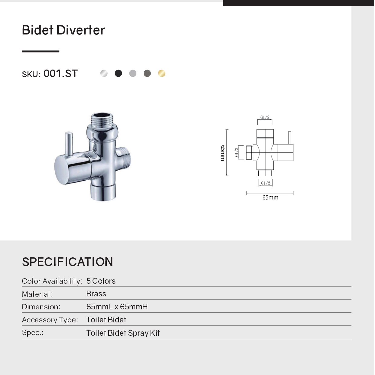 Brass Round Toilet Bidet Spray Diverter - Brushed Nickel Silver