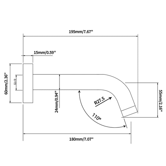 Solid Brass Spout - Gunmetal Grey - LUCID PIN