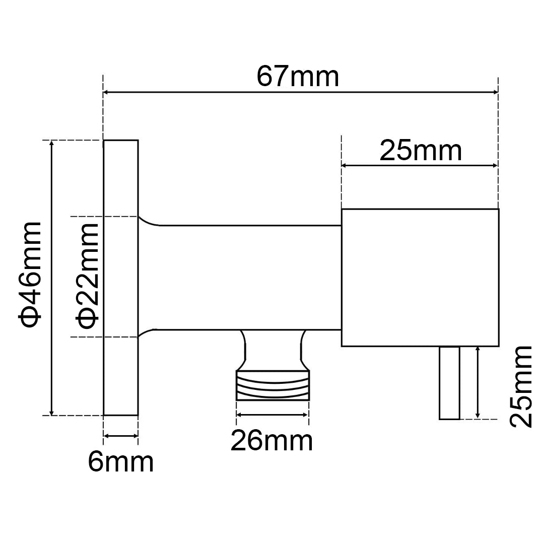 Brass Washing Machine Stop Tap – Round 1/4 Turn – Brushed Copper