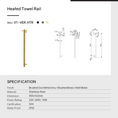 Load image into Gallery viewer, Stainless Steel Electric Heated Towel Rack Single Bar Vertical  - Brushed Brass Gold
