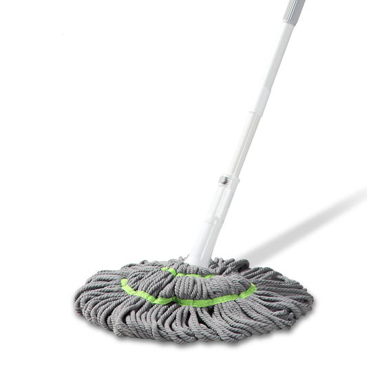 BOOMJOY Hand-Free Twist Mop - Adjustable Handle with 2 Extra Microfiber Refills