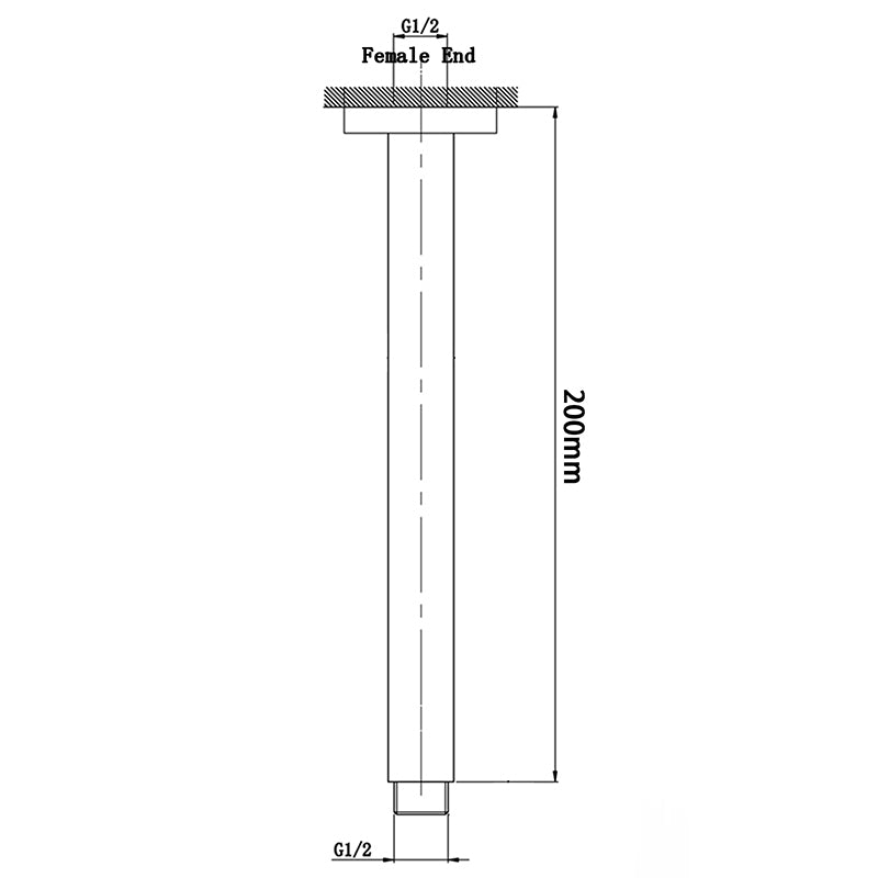 Stainless Steel 200mm Square Ceiling Shower Arm – Black