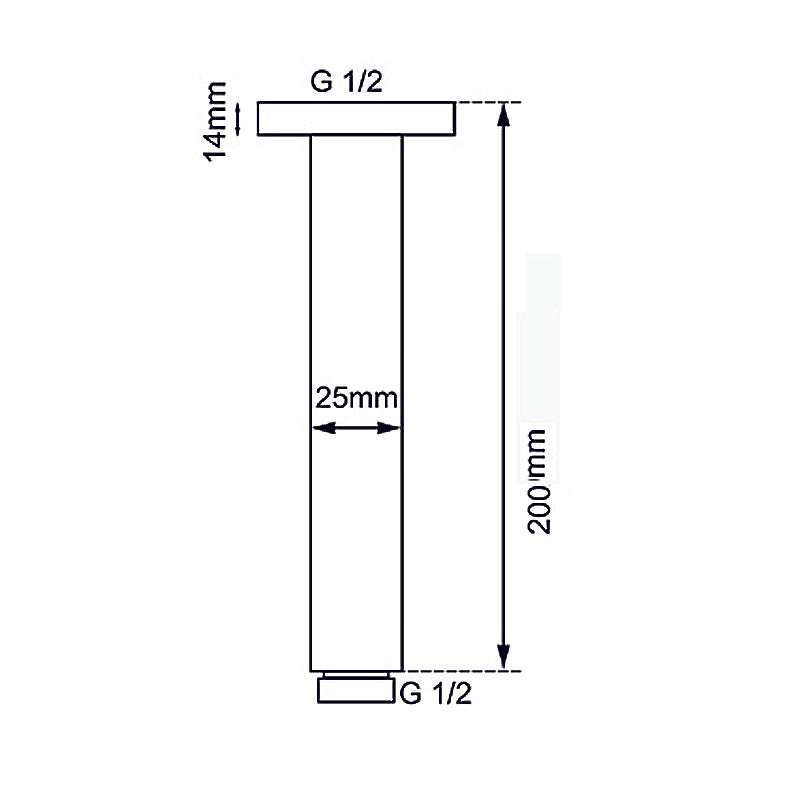 Stainless Steel 200mm Round Ceiling Shower Arm – Gunmetal Grey