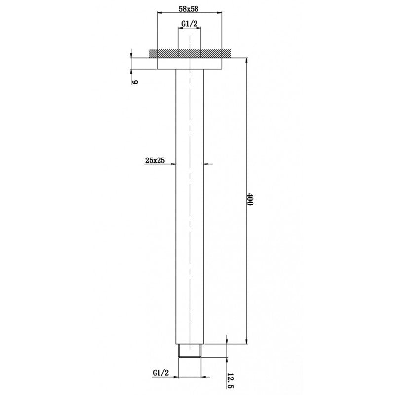 Stainless Steel 400mm Square Ceiling Shower Arm – Brushed Nickel Silver