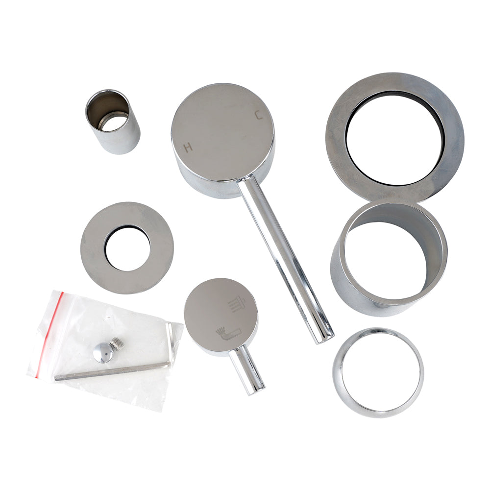 LUCID PIN Wall Diverter Mixer with Separate Cover Plate - Chrome Silver