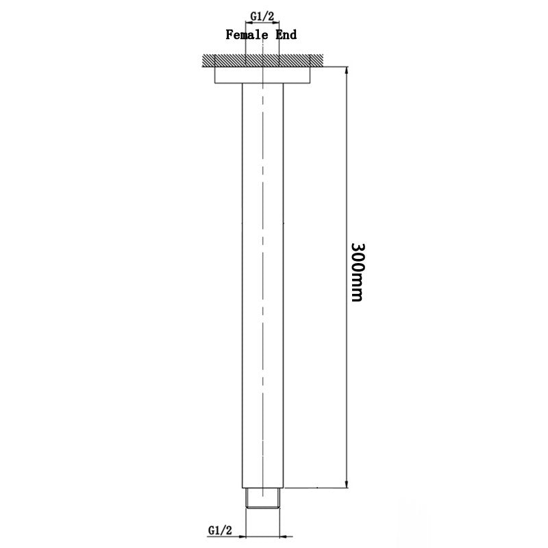 Stainless Steel 300mm Square Ceiling Shower Arm – Brushed Brass Gold