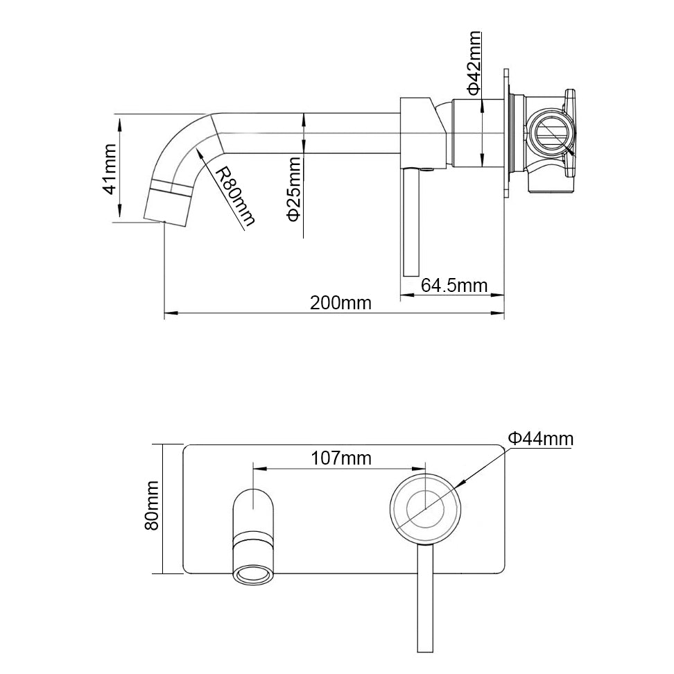 Solid Brass Spout Mixer - Black - LUCID PIN