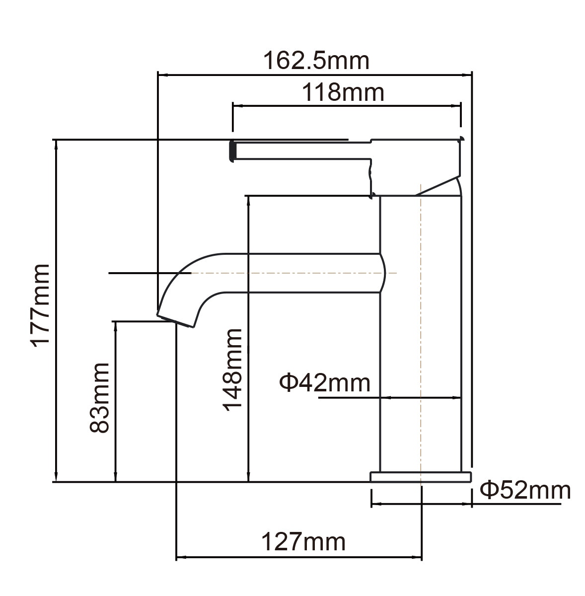 Solid Brass Short Basin Mixer - Brushed Brass Gold - LUCID PIN