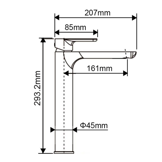 Solid Brass Tall Basin Mixer - Black - VOG