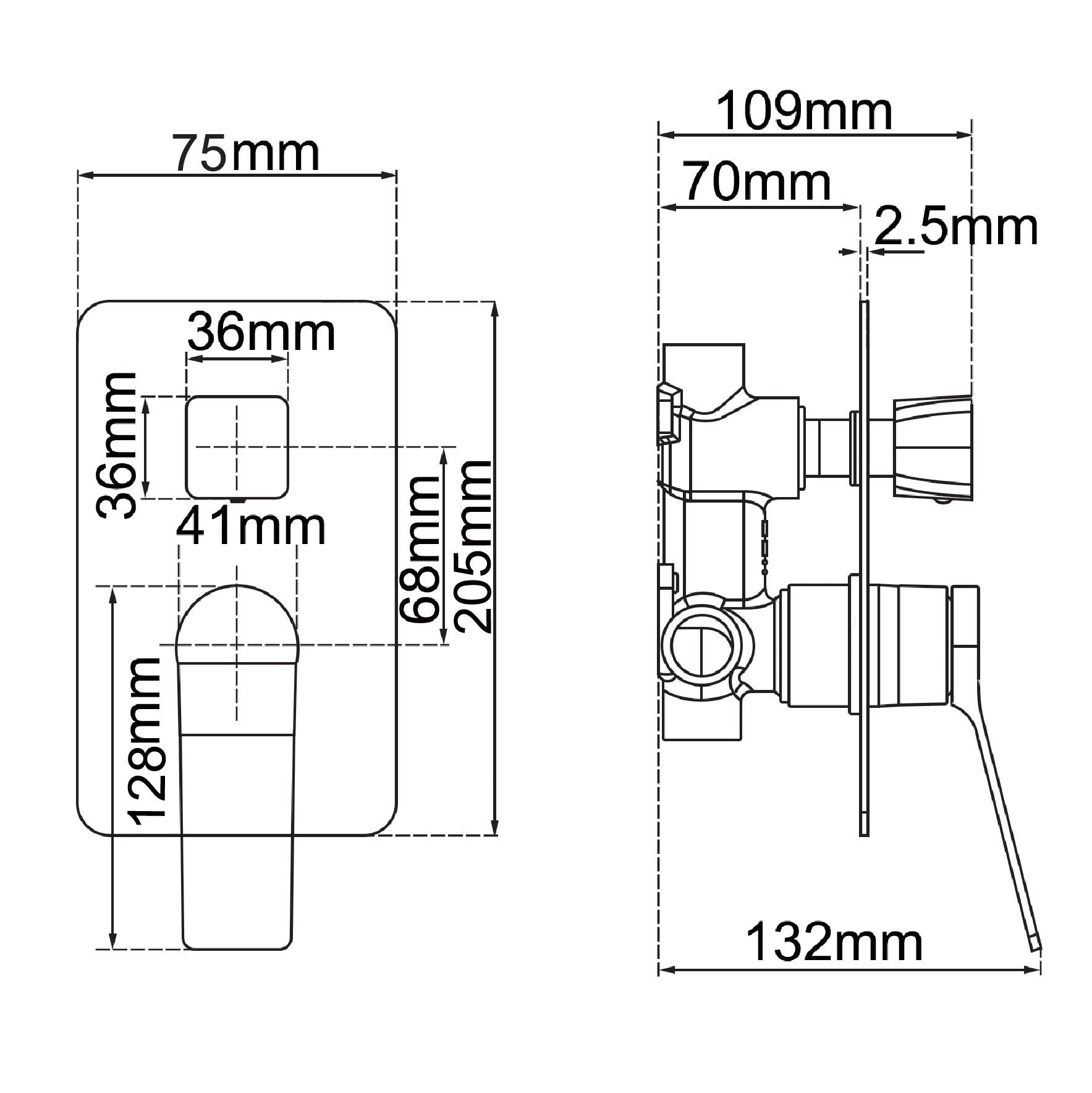 Solid Brass Diverter Mixer - Brushed Nickel Silver - RUSHY