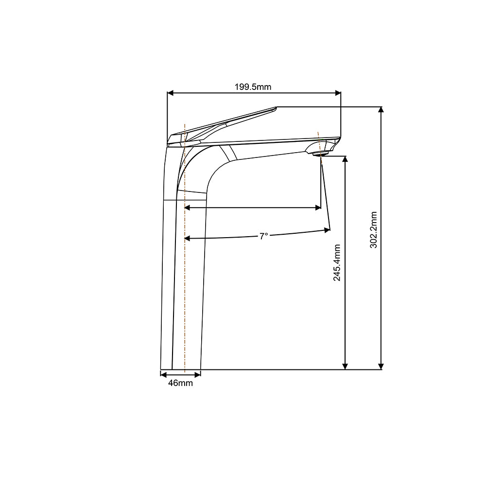 Solid Brass Tall Basin Mixer - Chrome Silver - AU