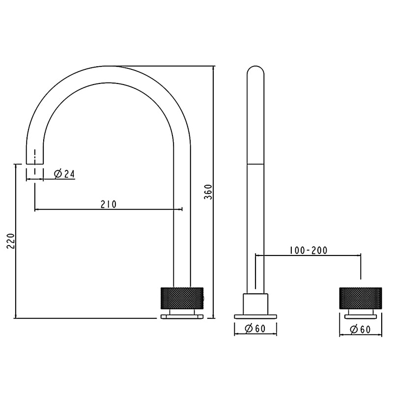 Solid Brass Swivel Basin Mixer - Matte Black - MOON