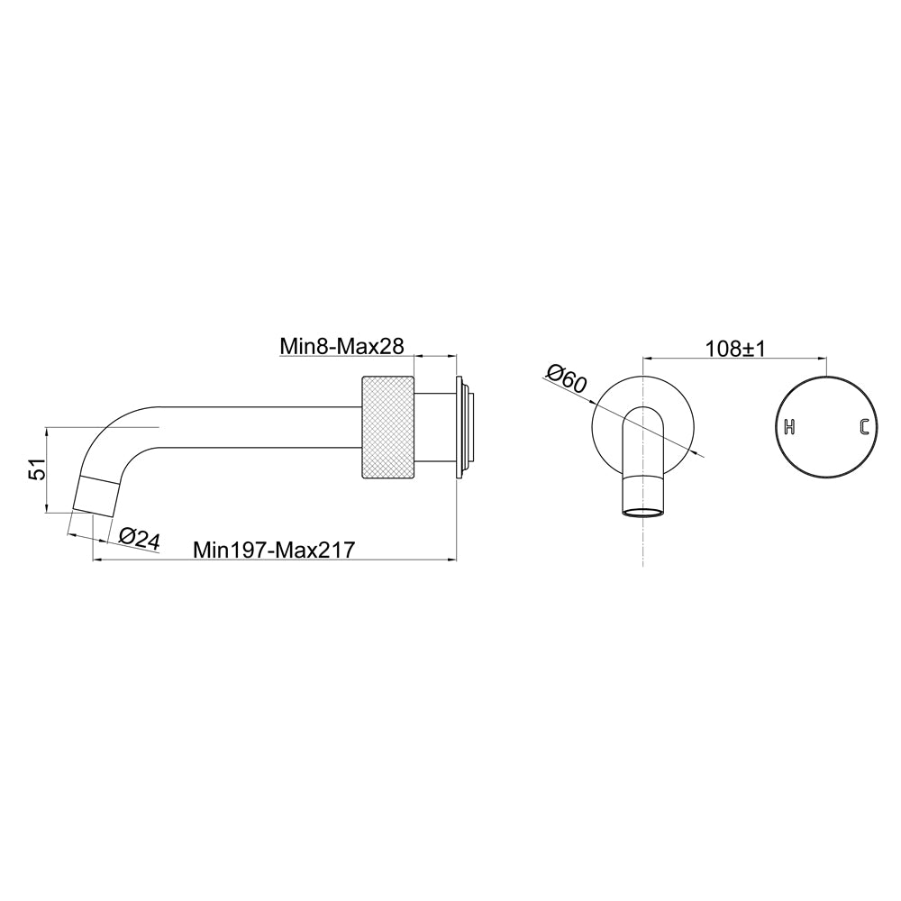 Solid Brass Wall Mixer Trim Kit (Match CLPS) - Brushed Copper | MOON