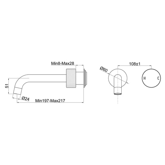 Moon solid brass wall mixer trim kit dimensions diagram