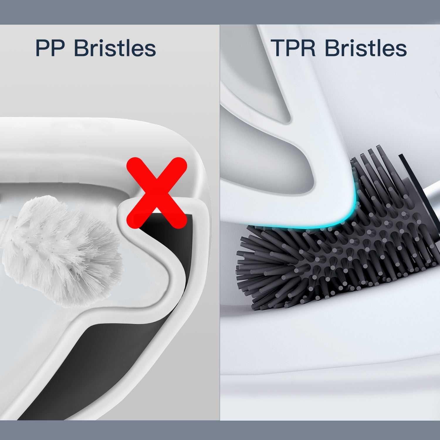 BOOMJOY Toilet Brush and Holder with TPR Rubber and Built-in Tweezer - Black