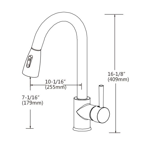 Solid Brass Pull Out 2 Water Flow Patterns Kitchen Mixer - Chrome Silver