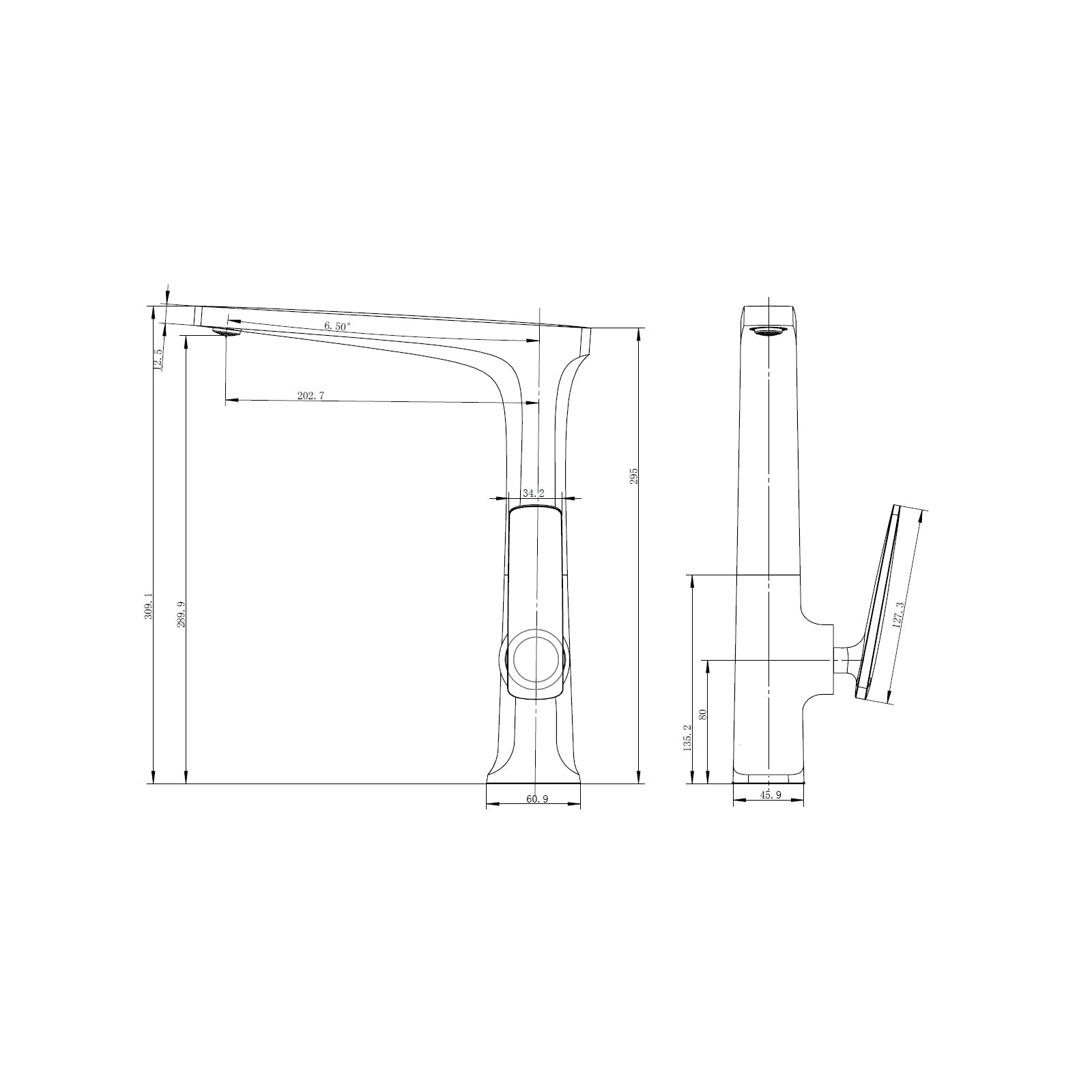 Solid Brass Kitchen Mixer - Black
