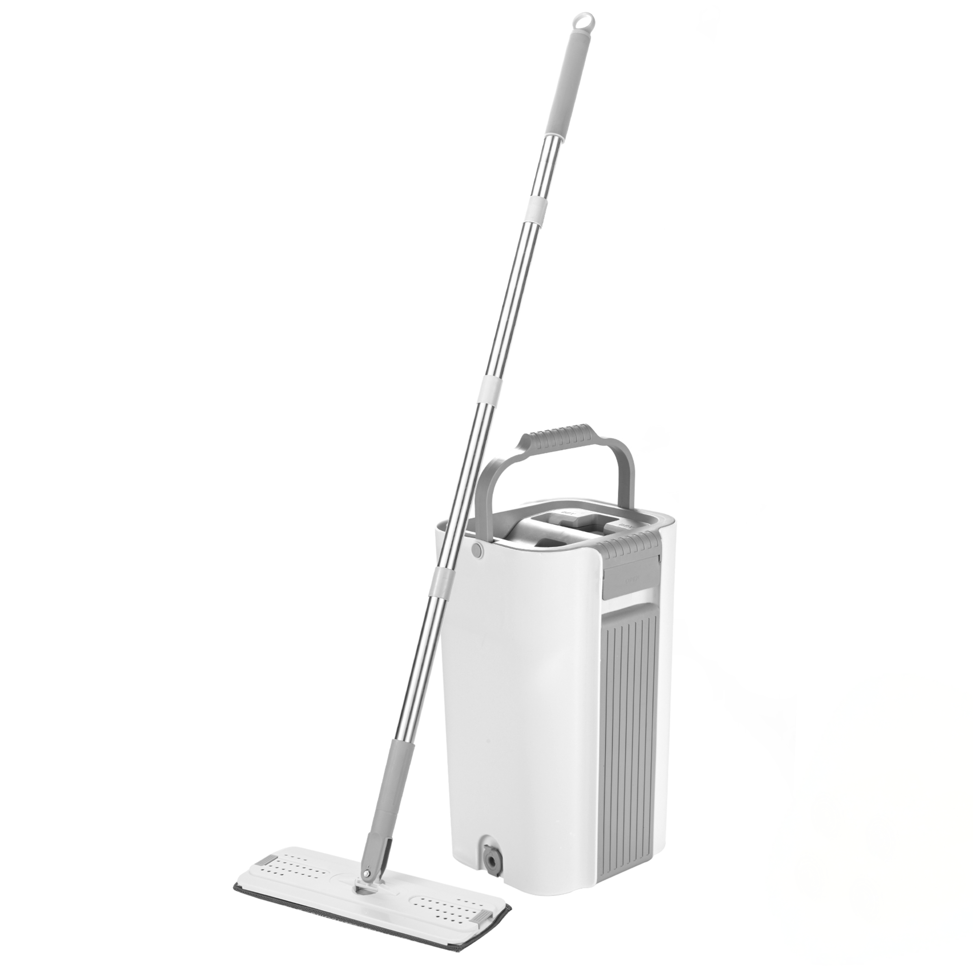 BOOMJOY Flat 360° Rotating Self-Cleaning Mop and Bucket Set with 4 Microfiber Pads