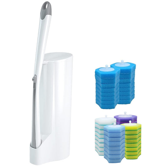 BOOMJOY Disposable Toilet Brush Set with Replaceable Heads