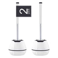 Load image into Gallery viewer, BOOMJOY Toilet Brush and Holder with TPR Rubber and Built-in Tweezer - White/Black
